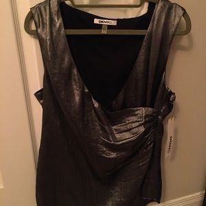 Sleeveless silver/ metallic shirt